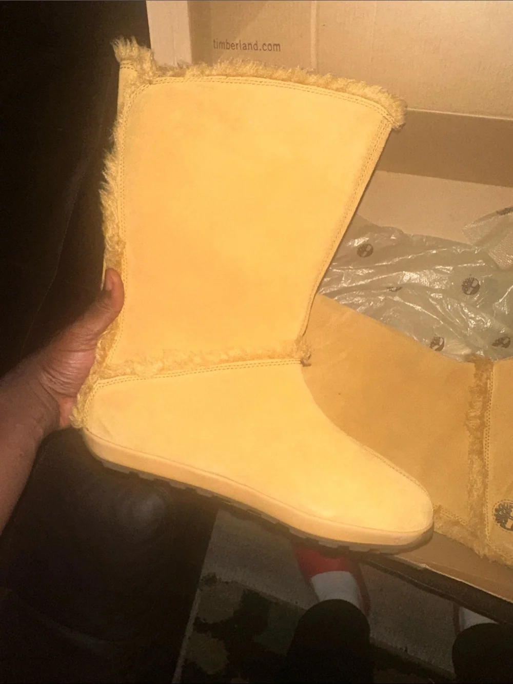 Timberland Wheat Suede Shearling Short Boots - Wheat